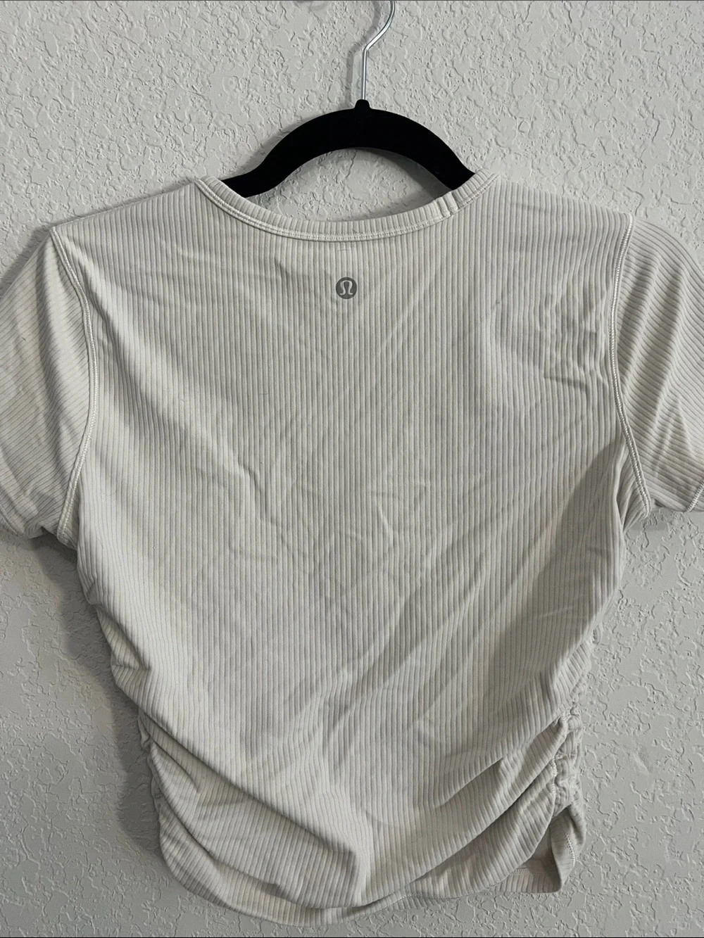 lululemon athletica Cream Ribbed Short Sleeve Tee with Side Ruching